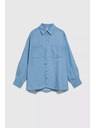 Moodo Синя лиоцелова риза с яка на копчета Moodo