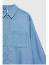 Moodo Синя лиоцелова риза с яка на копчета Moodo