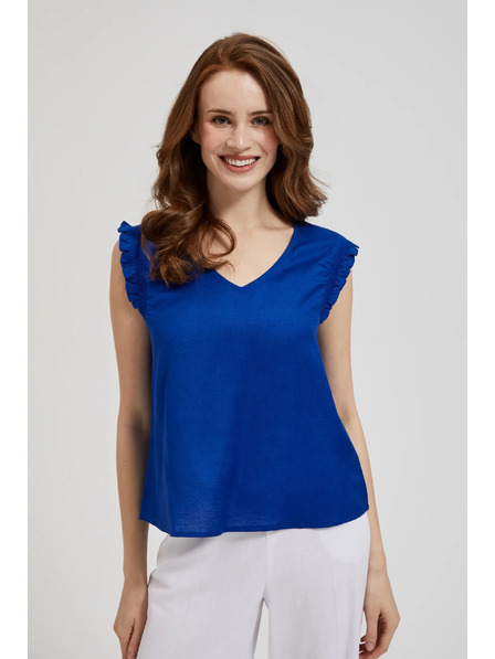 Moodo Синя риза с волани на раменете Moodo