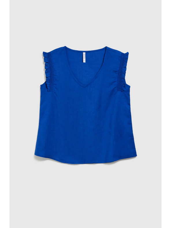 Moodo Синя риза с волани на раменете Moodo