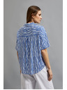 Moodo Синя райета риза с копчета и джобове Moodo