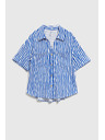 Moodo Синя райета риза с копчета и джобове Moodo