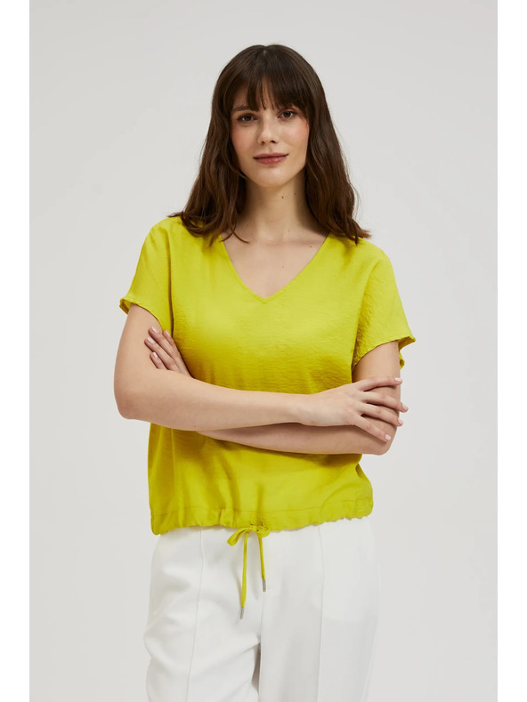 Moodo Риза с V-образно деколте и връзване в талията лаймова Moodo