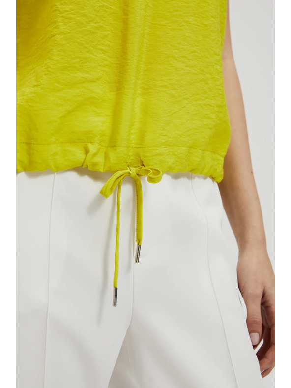 Moodo Риза с V-образно деколте и връзване в талията лаймова Moodo