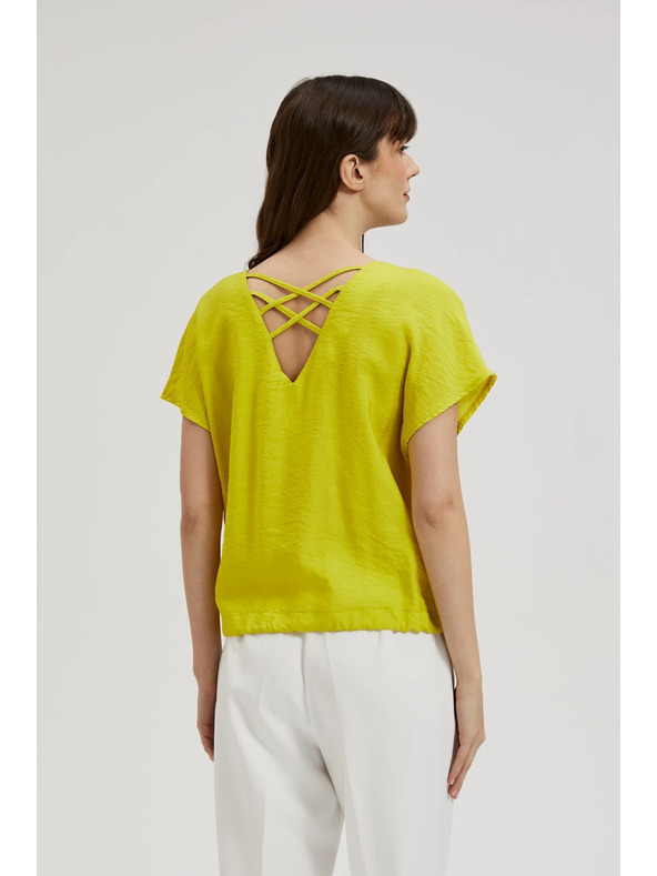 Moodo Риза с V-образно деколте и връзване в талията лаймова Moodo