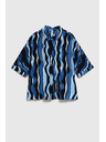 Moodo Щампована риза с къси ръкави синя Moodo
