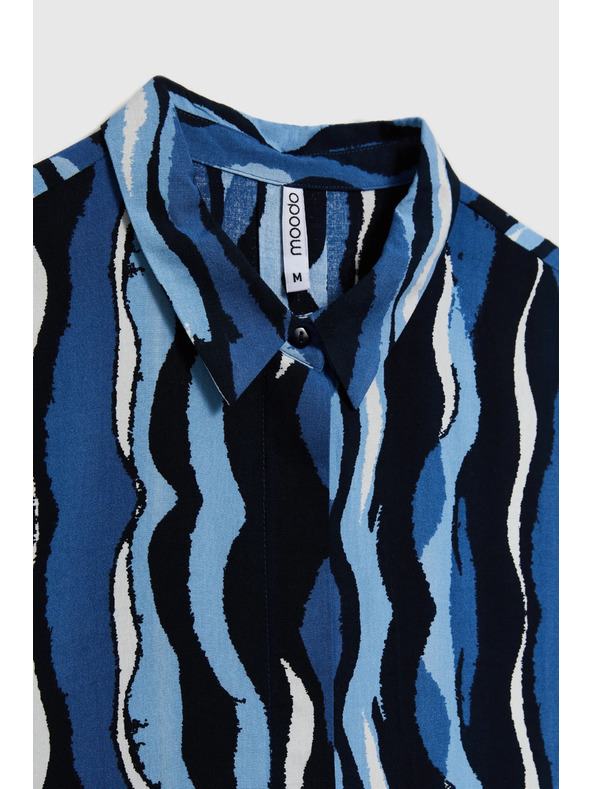 Moodo Щампована риза с къси ръкави синя Moodo