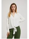 Moodo Риза с дълги ръкави и връзване бяла Moodo