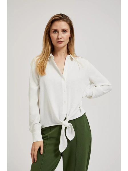 Moodo Риза с дълги ръкави и връзване бяла Moodo