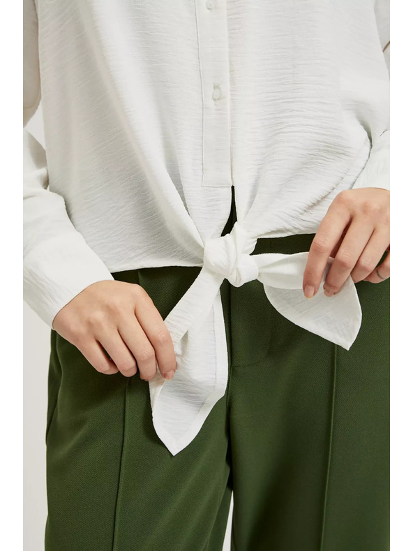 Moodo Риза с дълги ръкави и връзване бяла Moodo