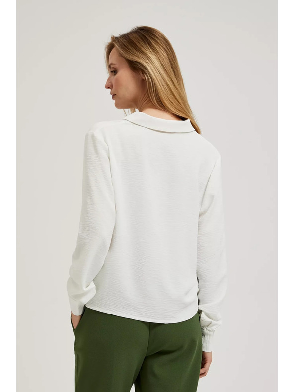 Moodo Риза с дълги ръкави и връзване бяла Moodo