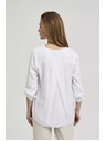 Moodo Риза с V-образно деколте и навити ръкави бяла Moodo
