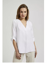 Moodo Риза с V-образно деколте и навити ръкави бяла Moodo