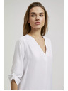 Moodo Риза с V-образно деколте и навити ръкави бяла Moodo