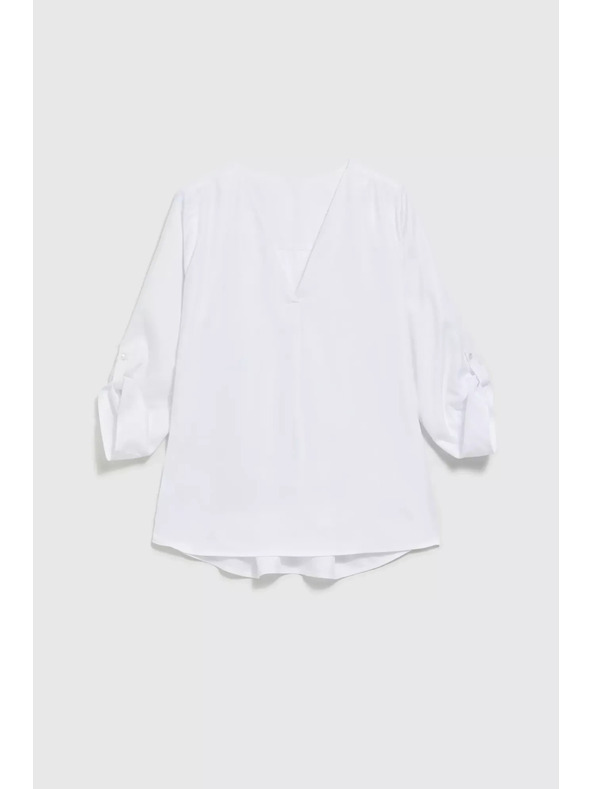 Moodo Риза с V-образно деколте и навити ръкави бяла Moodo
