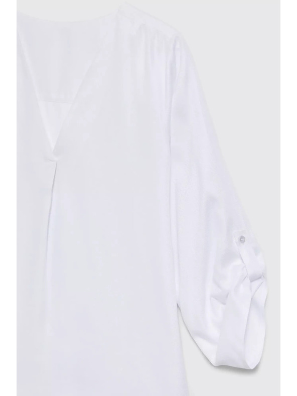 Moodo Риза с V-образно деколте и навити ръкави бяла Moodo