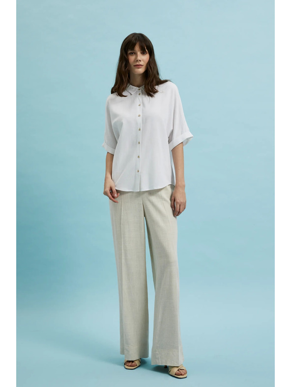 Moodo Бяла риза с къси и широки ръкави Moodo