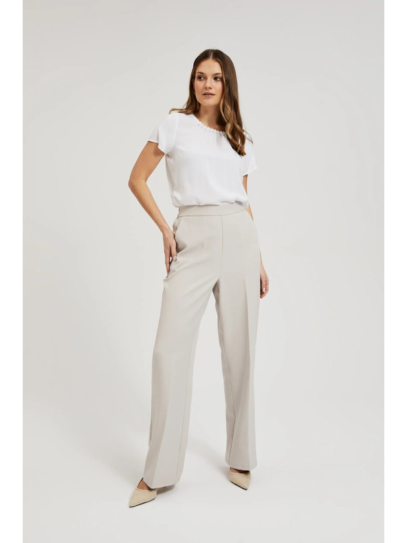 Moodo Бяла риза с декорация с мъниста на деколтето Moodo