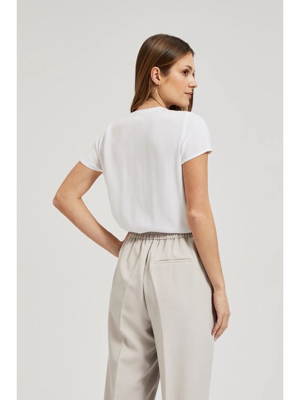 Moodo Бяла риза с декорация с мъниста на деколтето Moodo