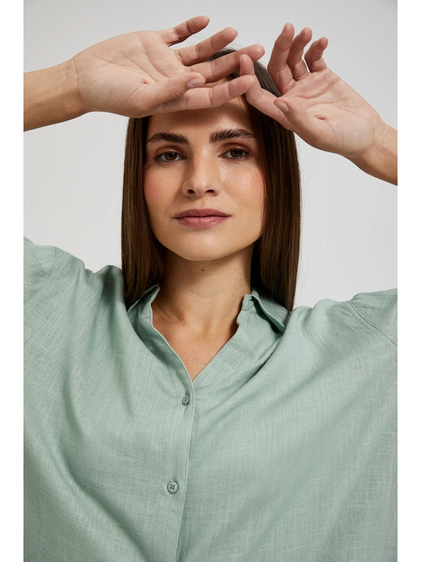 Moodo Ленена риза маслинено зелена Moodo
