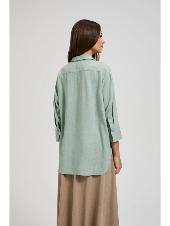 Moodo Ленена риза маслинено зелена Moodo