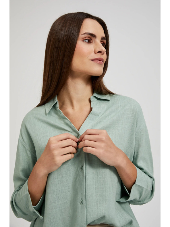 Moodo Ленена риза маслинено зелена Moodo