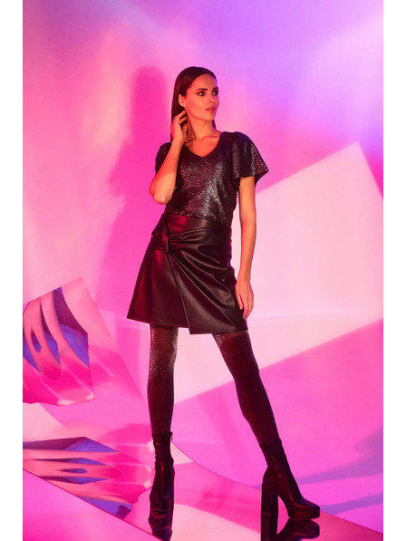 Moodo А-образна пола от имитация на кожа черна Moodo