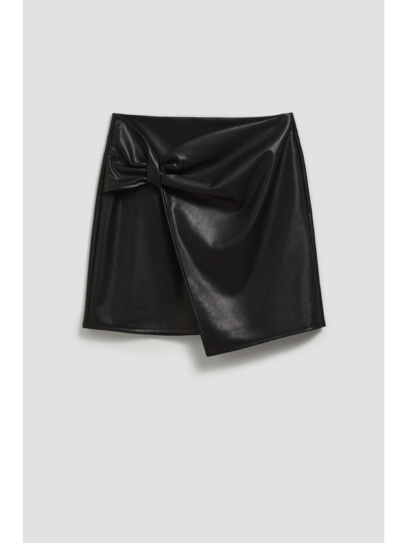 Moodo А-образна пола от имитация на кожа черна Moodo