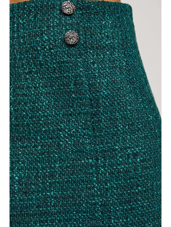 Moodo Пола в туид стил с декоративни копчета в смарагдово Moodo