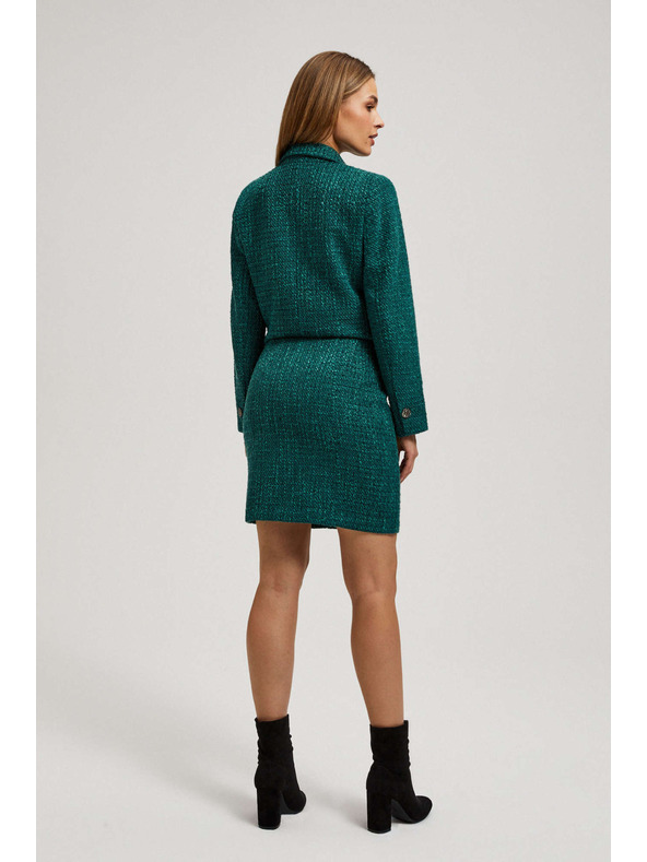 Moodo Пола в туид стил с декоративни копчета в смарагдово Moodo