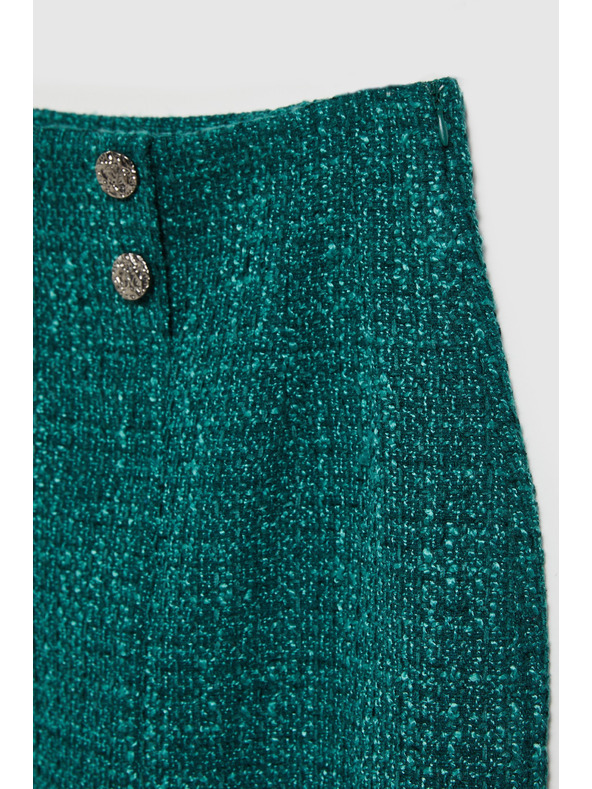 Moodo Пола в туид стил с декоративни копчета в смарагдово Moodo