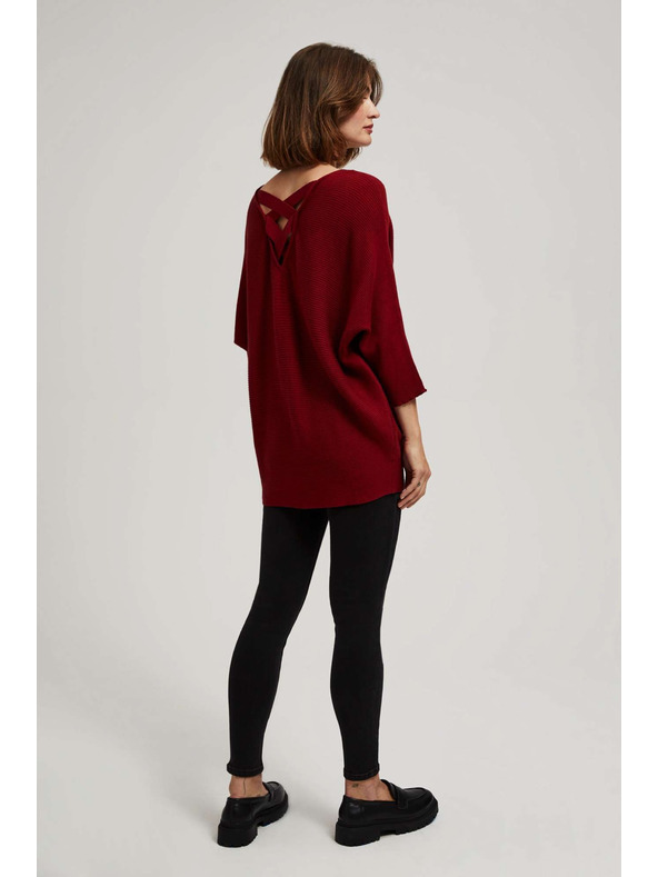 Moodo Суитшърт с летящ силует в тъмночервено Moodo