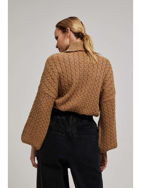 Moodo Суитшърт с висока яка и обемни ръкави в тъмно бежово Moodo