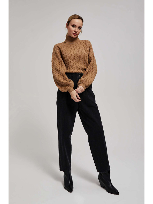 Moodo Суитшърт с висока яка и обемни ръкави в тъмно бежово Moodo