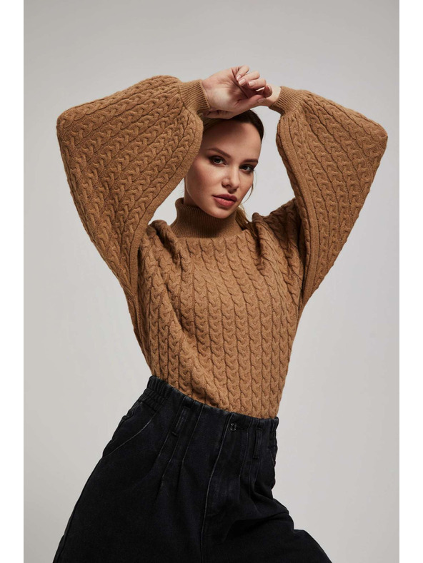 Moodo Суитшърт с висока яка и обемни ръкави в тъмно бежово Moodo