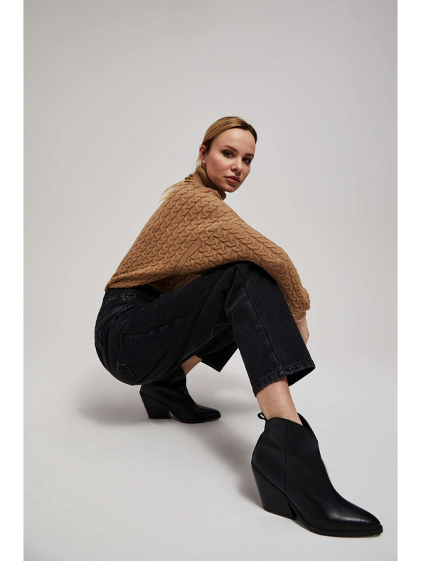 Moodo Суитшърт с висока яка и обемни ръкави в тъмно бежово Moodo