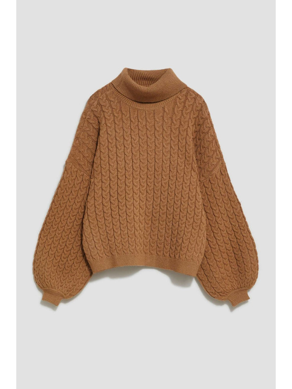 Moodo Суитшърт с висока яка и обемни ръкави в тъмно бежово Moodo