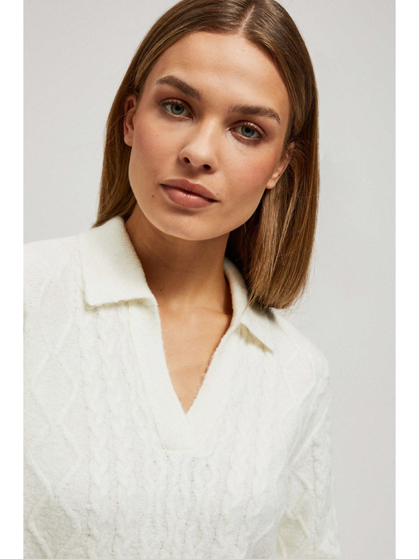 Moodo Суитшърт с V-образно деколте и яка Moodo