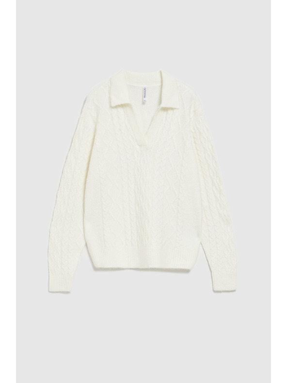 Moodo Суитшърт с V-образно деколте и яка Moodo