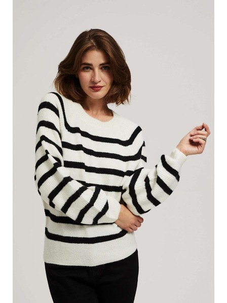 Moodo Перлено-черен суитшърт с райета и кръгло деколте Moodo