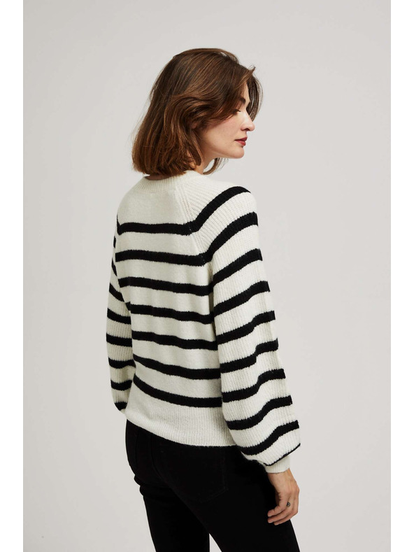 Moodo Перлено-черен суитшърт с райета и кръгло деколте Moodo