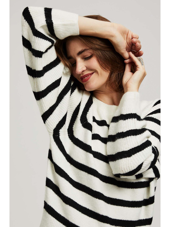 Moodo Перлено-черен суитшърт с райета и кръгло деколте Moodo