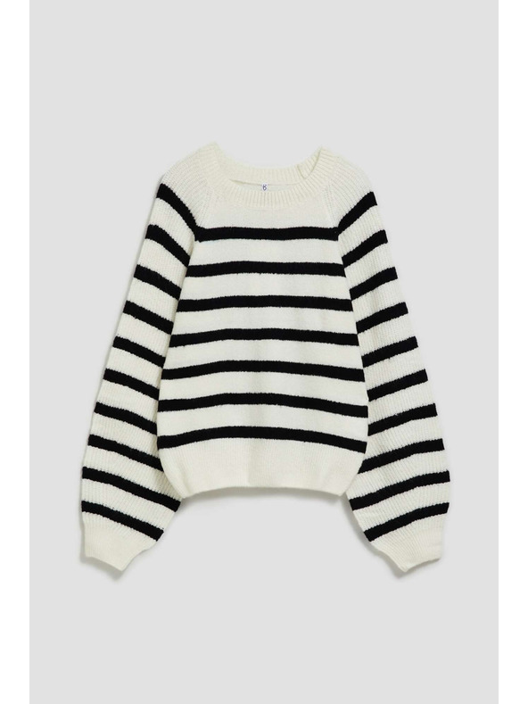 Moodo Перлено-черен суитшърт с райета и кръгло деколте Moodo