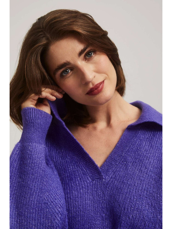 Moodo Суитшърт с V-образно деколте лилав Moodo