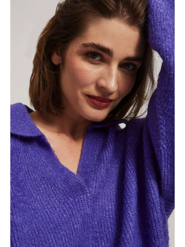 Moodo Суитшърт с V-образно деколте лилав Moodo