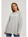 Moodo Суитшърт с декоративен плетен десен светлосив Moodo