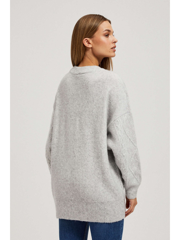 Moodo Суитшърт с декоративен плетен десен светлосив Moodo