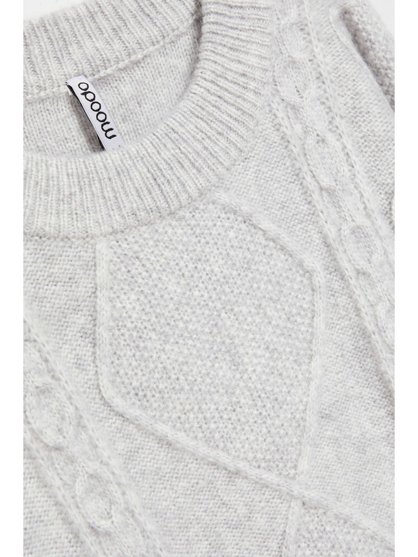 Moodo Суитшърт с декоративен плетен десен светлосив Moodo