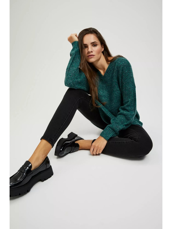 Moodo Гладък суитшърт с V-образно деколте Moodo