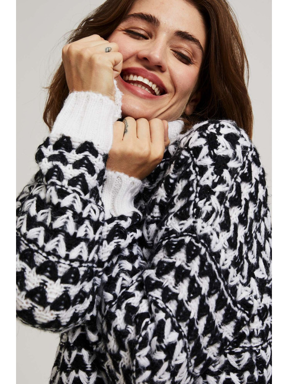 Moodo Суитшърт с висока яка черно-бял Moodo